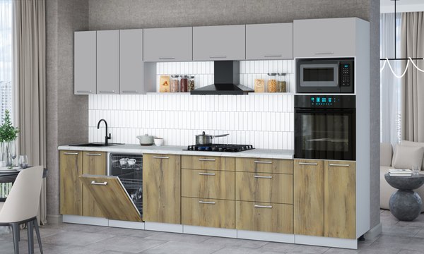 Кухонный гарнитур Интерлиния Мила Gloss 3.3-ПМ3