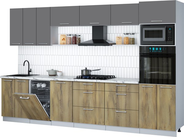 Кухонный гарнитур Интерлиния Мила Gloss 3.3-ПМ3 - фото