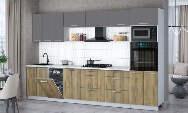 Кухонный гарнитур Интерлиния Мила Gloss 3.3-ПМ3