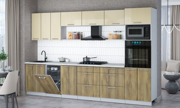 Кухонный гарнитур Интерлиния Мила Gloss 3.3-ПМ3