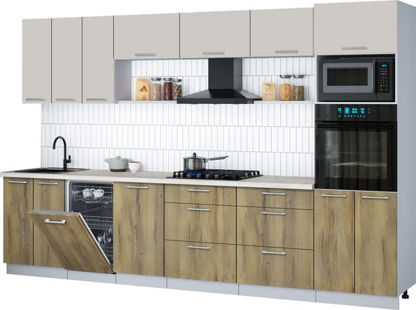 Кухонный гарнитур Интерлиния Мила Gloss 3.3-ПМ3 - фото