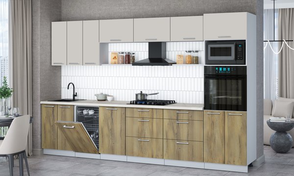 Кухонный гарнитур Интерлиния Мила Gloss 3.3-ПМ3