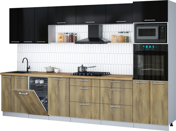 Кухонный гарнитур Интерлиния Мила Gloss 3.3-ПМ3 - фото