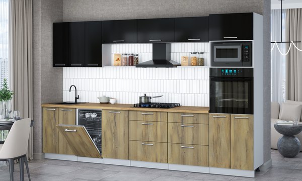 Кухонный гарнитур Интерлиния Мила Gloss 3.3-ПМ3