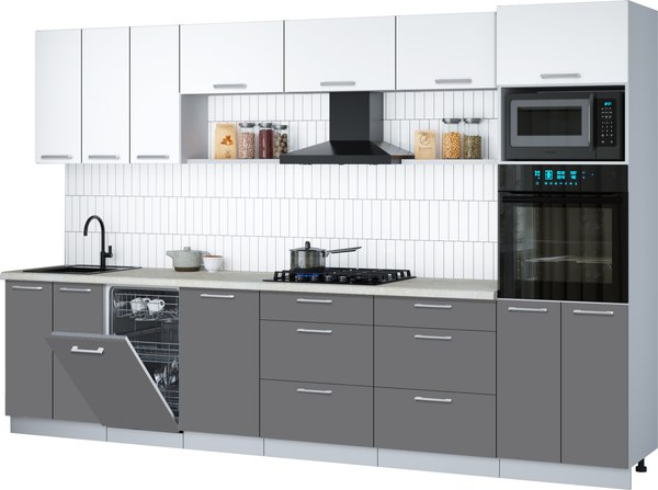 Кухонный гарнитур Интерлиния Мила Gloss 3.3-ПМ3 - фото