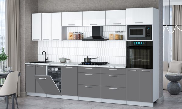 Кухонный гарнитур Интерлиния Мила Gloss 3.3-ПМ3