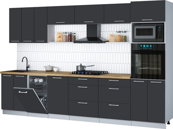 Кухонный гарнитур Интерлиния Мила Gloss 3.3-ПМ3 - фото
