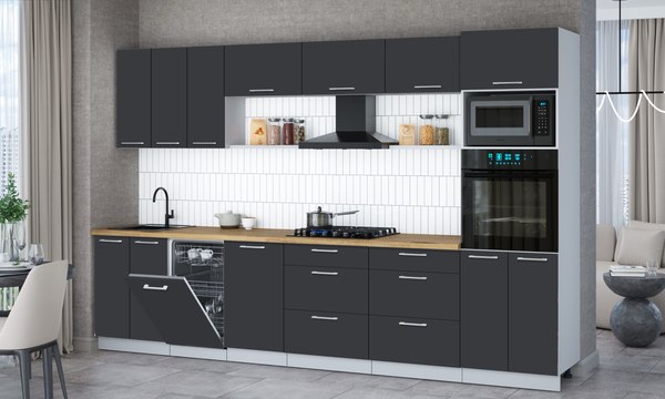 Кухонный гарнитур Интерлиния Мила Gloss 3.3-ПМ3