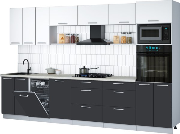 Кухонный гарнитур Интерлиния Мила Gloss 3.3-ПМ3 - фото