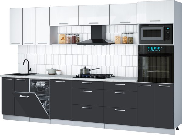 Кухонный гарнитур Интерлиния Мила Gloss 3.3-ПМ3 - фото