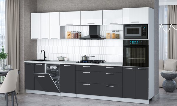 Кухонный гарнитур Интерлиния Мила Gloss 3.3-ПМ3