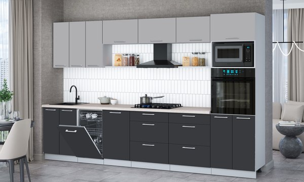 Кухонный гарнитур Интерлиния Мила Gloss 3.3-ПМ3