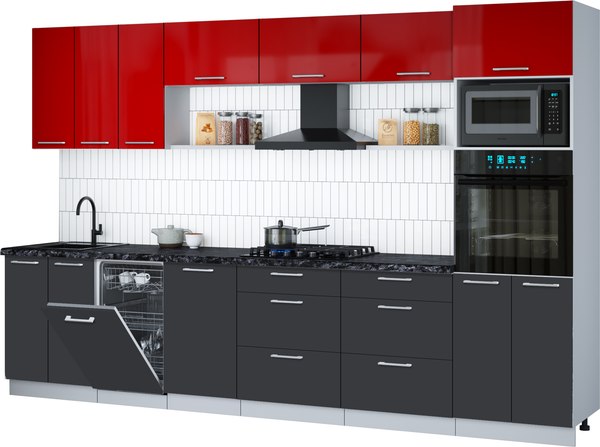 Кухонный гарнитур Интерлиния Мила Gloss 3.3-ПМ3 - фото