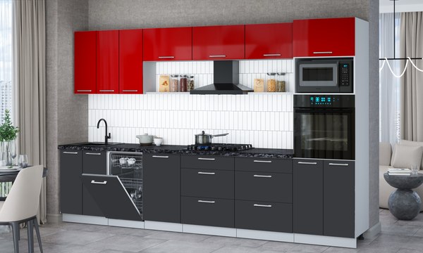 Кухонный гарнитур Интерлиния Мила Gloss 3.3-ПМ3