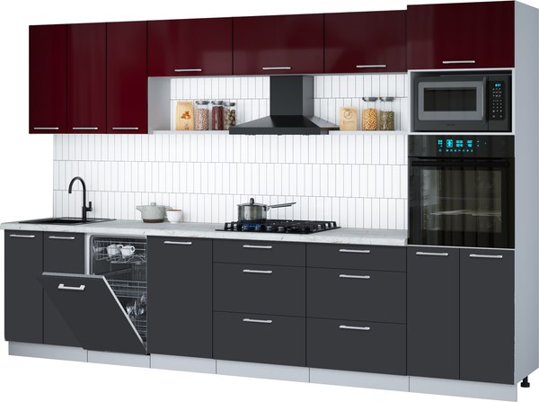 Кухонный гарнитур Интерлиния Мила Gloss 3.3-ПМ3 - фото