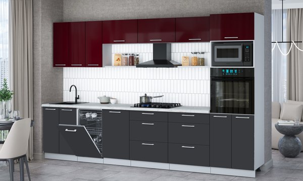 Кухонный гарнитур Интерлиния Мила Gloss 3.3-ПМ3