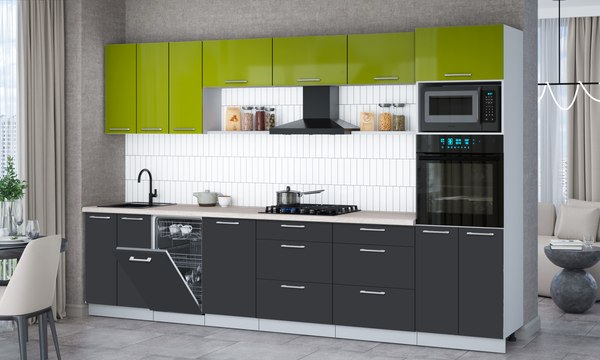 Кухонный гарнитур Интерлиния Мила Gloss 3.3-ПМ3