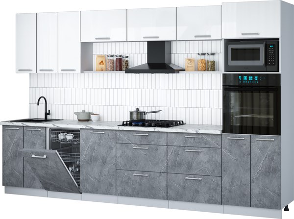 Кухонный гарнитур Интерлиния Мила Gloss 3.3-ПМ3 - фото