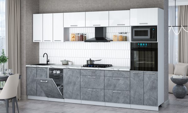 Кухонный гарнитур Интерлиния Мила Gloss 3.3-ПМ3