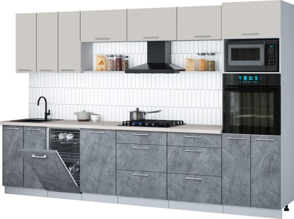 Кухонный гарнитур Интерлиния Мила Gloss 3.3-ПМ3 - фото