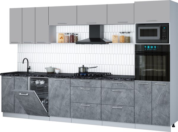 Кухонный гарнитур Интерлиния Мила Gloss 3.3-ПМ3 - фото