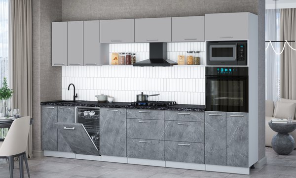 Кухонный гарнитур Интерлиния Мила Gloss 3.3-ПМ3