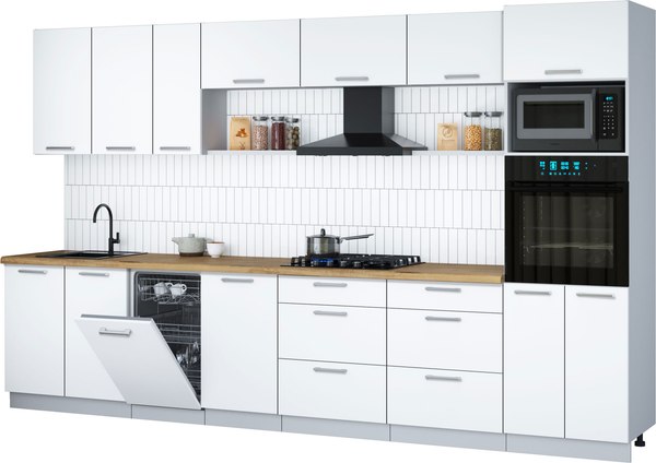 Кухонный гарнитур Интерлиния Мила Gloss 3.5-ПМ3 - фото