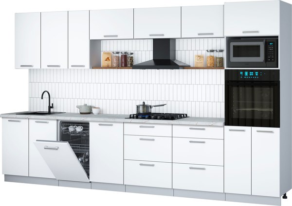 Кухонный гарнитур Интерлиния Мила Gloss 3.5-ПМ3 - фото