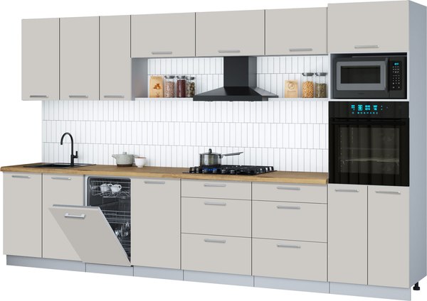 Кухонный гарнитур Интерлиния Мила Gloss 3.5-ПМ3 - фото