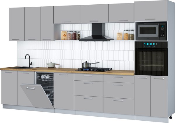 Кухонный гарнитур Интерлиния Мила Gloss 3.5-ПМ3 - фото