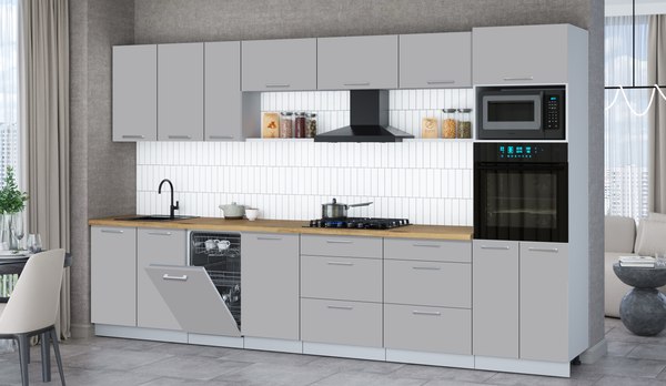 Кухонный гарнитур Интерлиния Мила Gloss 3.5-ПМ3