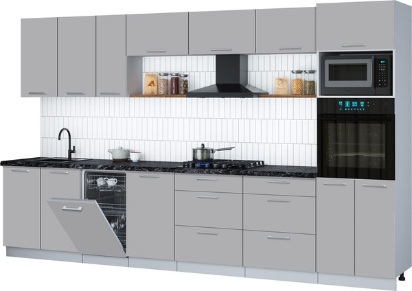 Кухонный гарнитур Интерлиния Мила Gloss 3.5-ПМ3 - фото