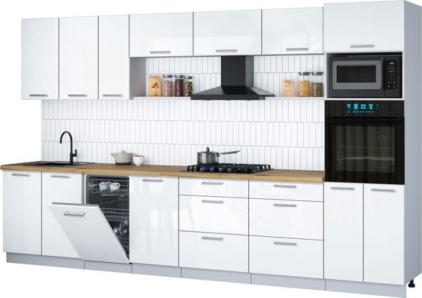 Кухонный гарнитур Интерлиния Мила Gloss 3.5-ПМ3 - фото