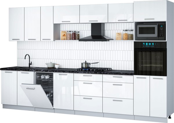 Кухонный гарнитур Интерлиния Мила Gloss 3.5-ПМ3 - фото