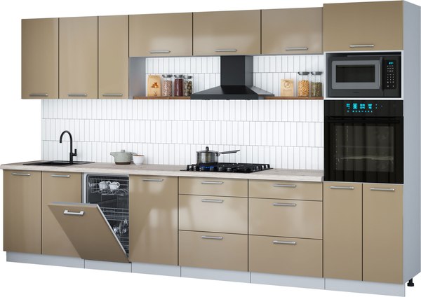 Кухонный гарнитур Интерлиния Мила Gloss 3.5-ПМ3 - фото