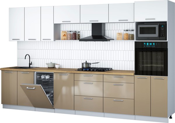 Кухонный гарнитур Интерлиния Мила Gloss 3.5-ПМ3 - фото