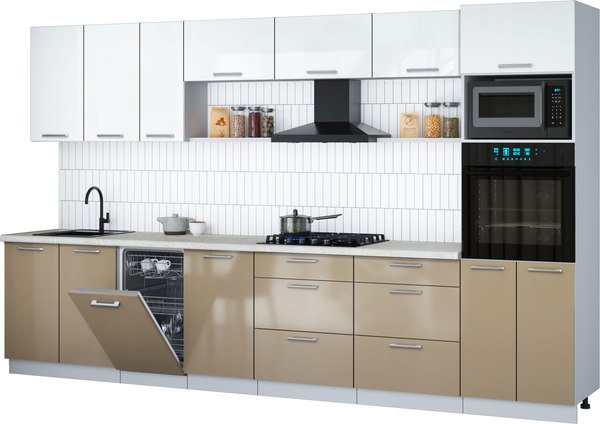 Кухонный гарнитур Интерлиния Мила Gloss 3.5-ПМ3 - фото