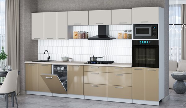 Кухонный гарнитур Интерлиния Мила Gloss 3.5-ПМ3