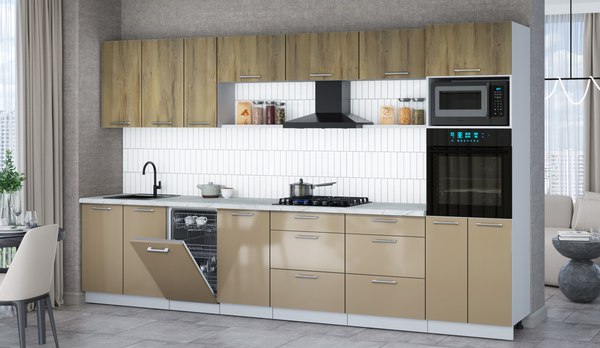 Кухонный гарнитур Интерлиния Мила Gloss 3.5-ПМ3