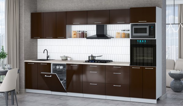 Кухонный гарнитур Интерлиния Мила Gloss 3.5-ПМ3