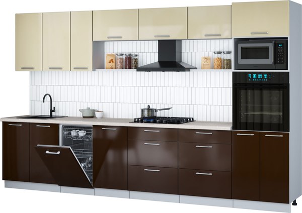 Кухонный гарнитур Интерлиния Мила Gloss 3.5-ПМ3 - фото