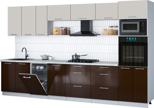 Кухонный гарнитур Интерлиния Мила Gloss 3.5-ПМ3 - фото