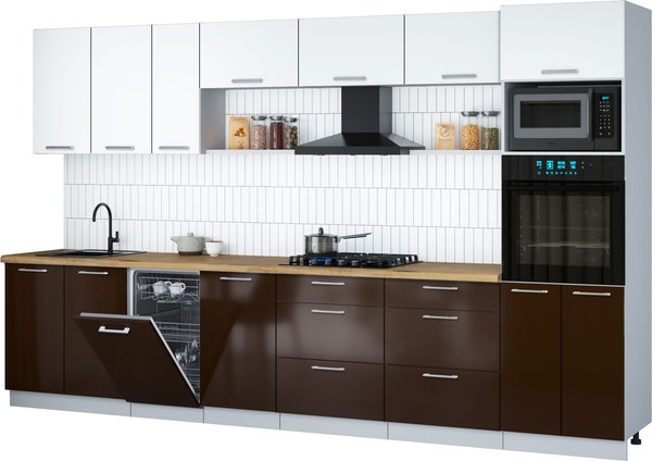 Кухонный гарнитур Интерлиния Мила Gloss 3.5-ПМ3 - фото