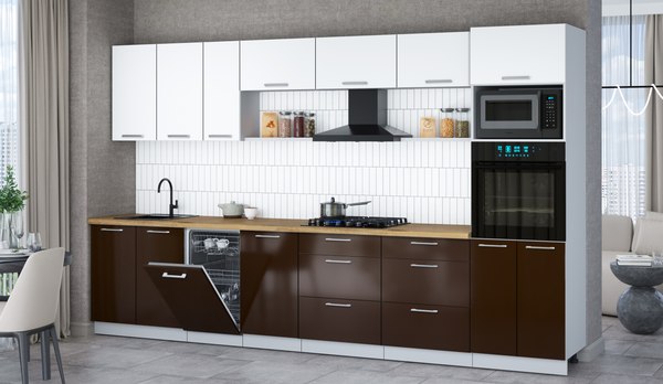 Кухонный гарнитур Интерлиния Мила Gloss 3.5-ПМ3