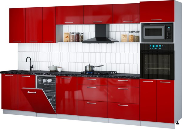 Кухонный гарнитур Интерлиния Мила Gloss 3.5-ПМ3 - фото