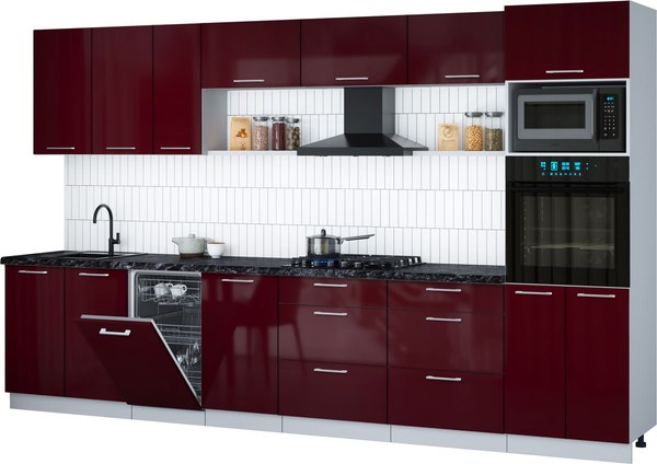 Кухонный гарнитур Интерлиния Мила Gloss 3.5-ПМ3 - фото
