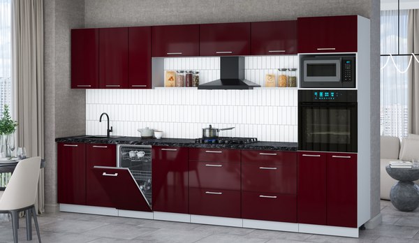 Кухонный гарнитур Интерлиния Мила Gloss 3.5-ПМ3