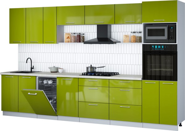Кухонный гарнитур Интерлиния Мила Gloss 3.5-ПМ3 - фото
