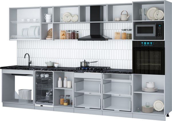 Кухонный гарнитур Интерлиния Мила Gloss 3.5-ПМ3