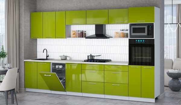 Кухонный гарнитур Интерлиния Мила Gloss 3.5-ПМ3